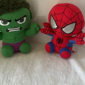 Ty Green and Red Superhero Plush Set